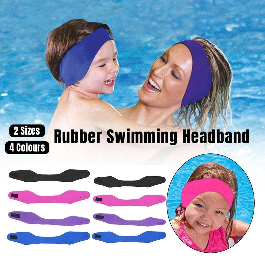 Adjustable Waterproof Swimming Headband for Ear Protection Unisex Diving Use - Red-L