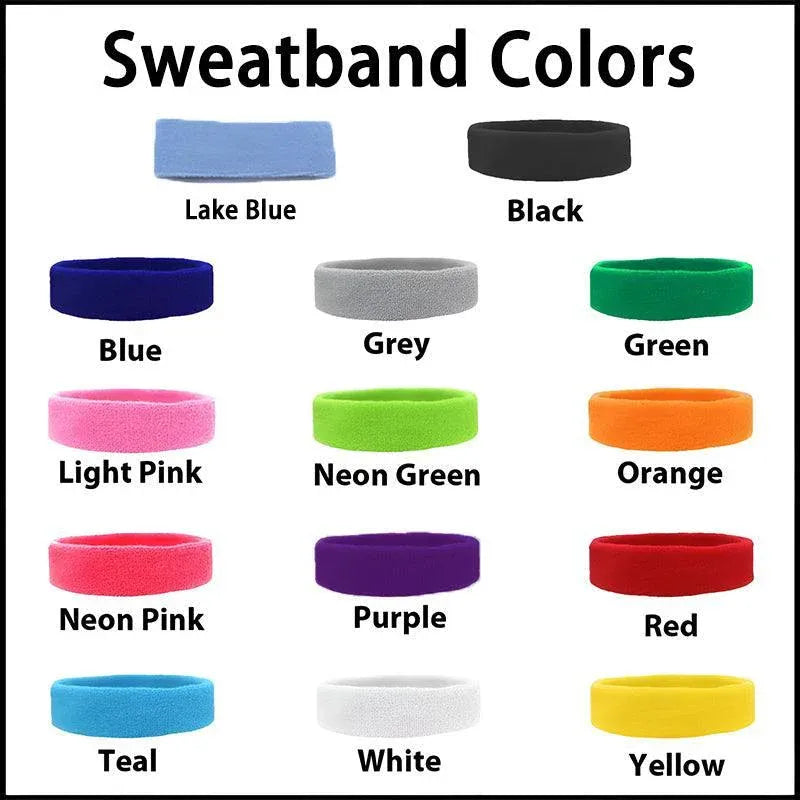 Wristbands Headband Sweatbands Sweat Band For Sport Tennis Badminton Yoga Cotton - Orange