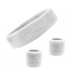 Wristbands Headband Sweatbands Sweat Band For Sport Tennis Badminton Yoga Cotton - White