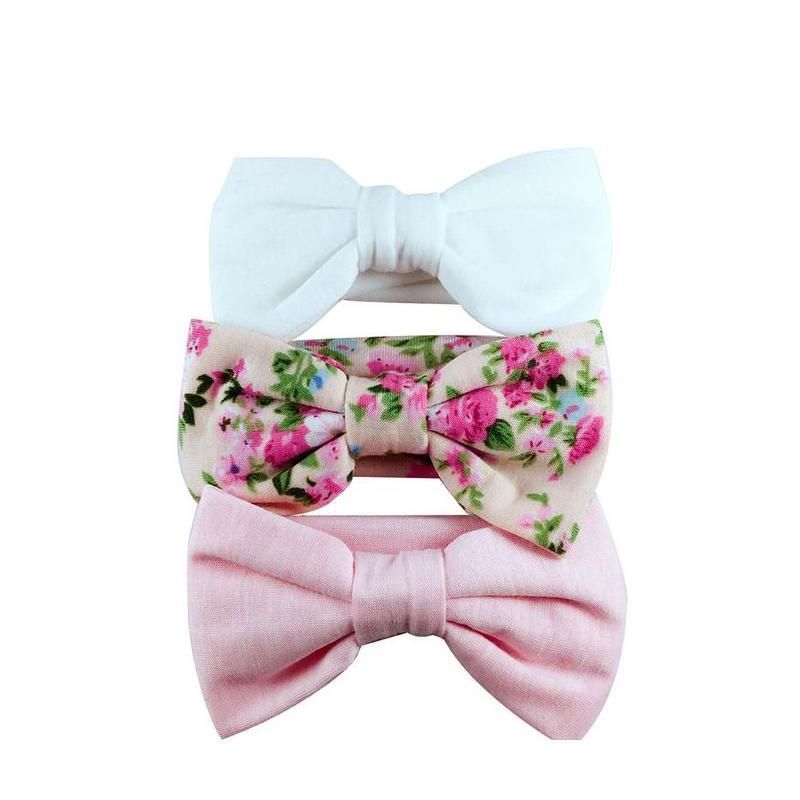 3PCS Soft Headband Wrap Set with Top Knot Single Bow Turban Style Hairbands - #2