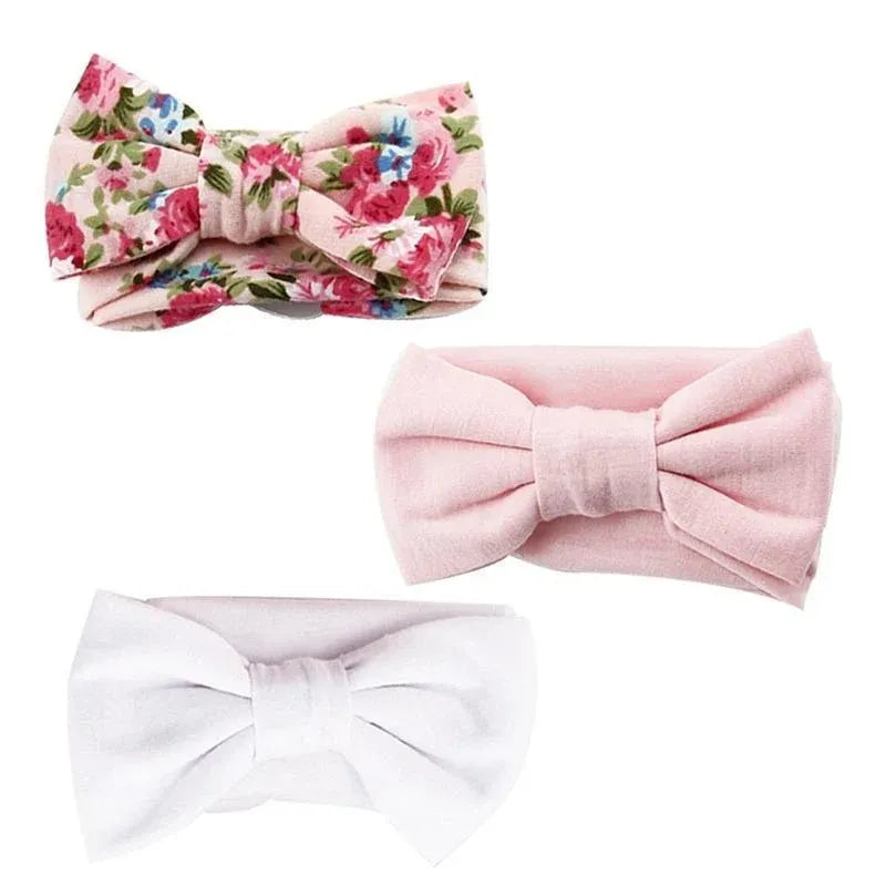 3PCS Soft Headband Wrap Set with Top Knot Single Bow Turban Style Hairbands - #2