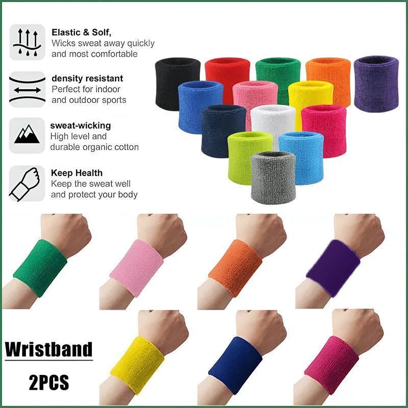 Wristbands Headband Sweatbands Sweat Band For Sport Tennis Badminton Yoga Cotton - Yellow