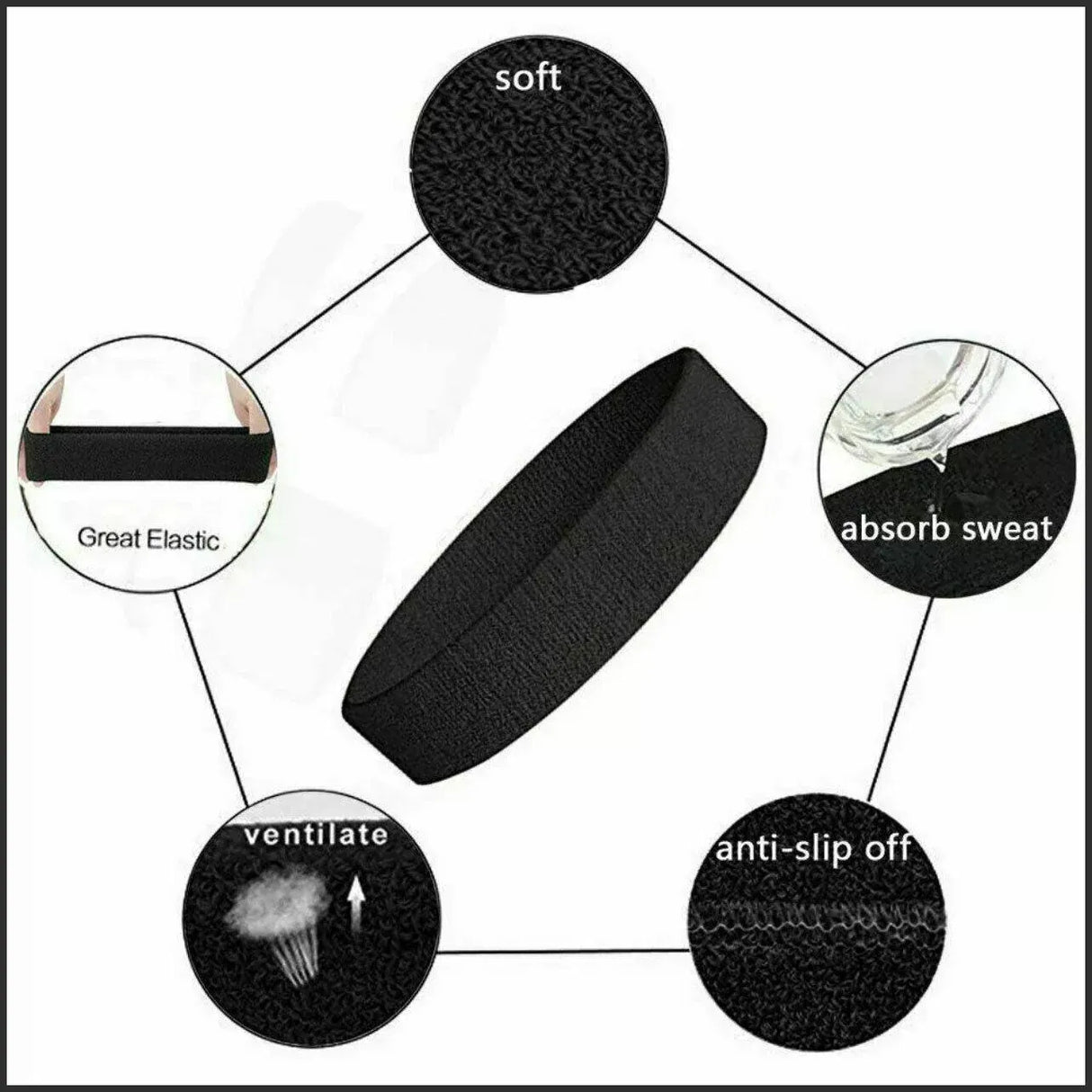 Wristbands Headband Sweatbands Sweat Band For Sport Tennis Badminton Yoga Cotton - Yellow