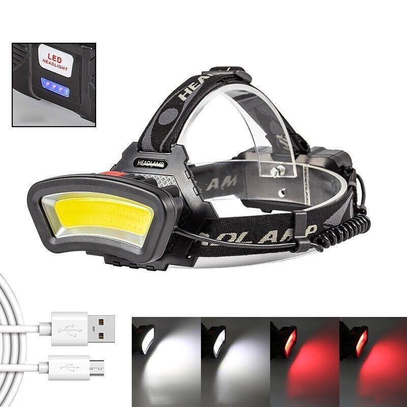 100000Lm USB Rechargeable COB+LED Headlamp Torch for Work