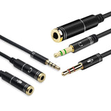 3.5mm AUX Cable Mic Audio Splitter Extension Headphone Adapter Male to Female - 1 Male to 2 Female Jack