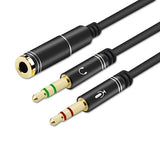 3.5mm AUX Cable Mic Audio Splitter Extension Headphone Adapter Male to Female - 1 Male to 2 Female Jack - Close-Up Angle