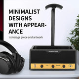 Vintage Speaker Shaped Headphone Stand Holder with Storage Box - 45-Degree Angle