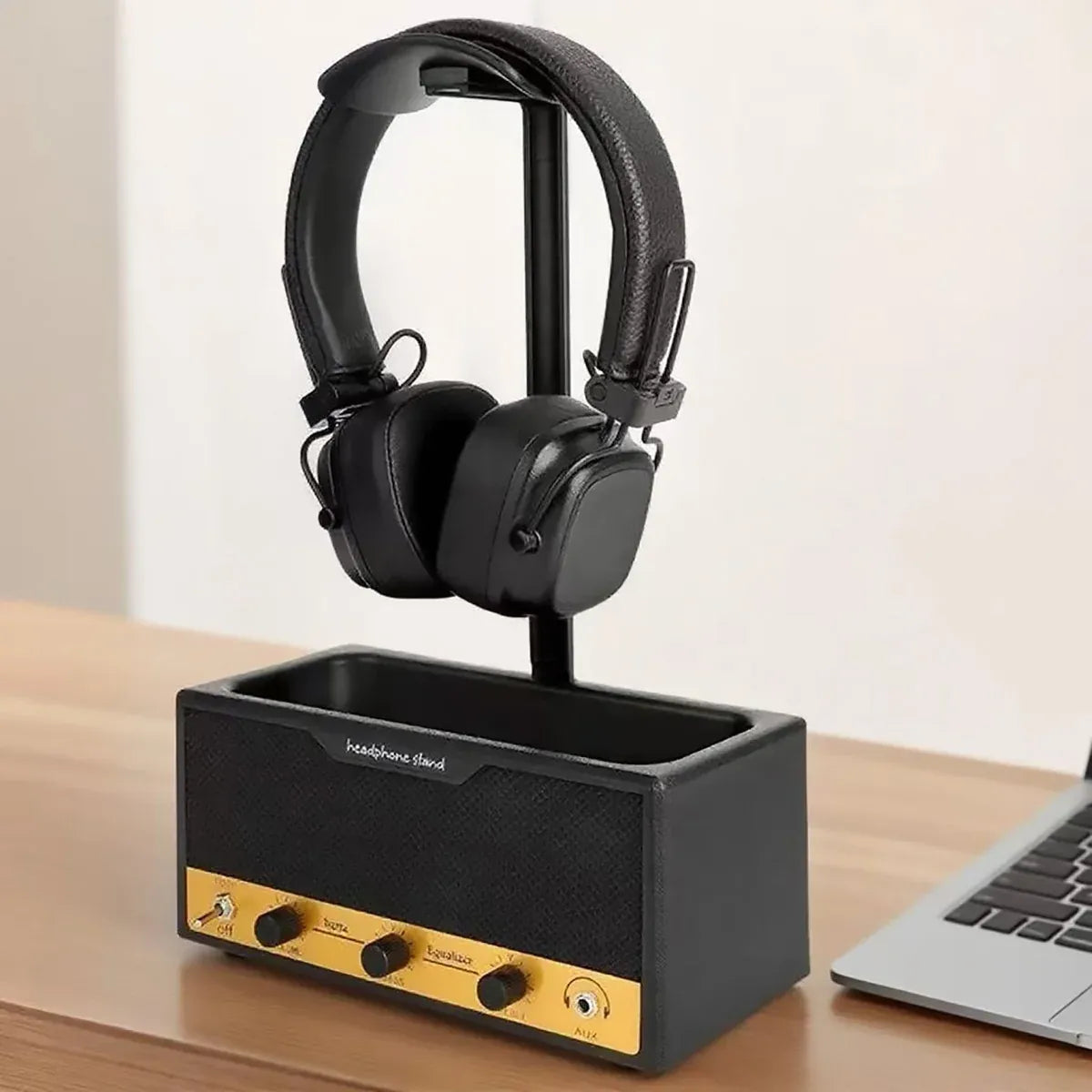Vintage Speaker Shaped Headphone Stand Holder with Storage Box