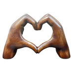 1-Piece Brown Heart-Hand Decorative Figurine, 18.5 cm