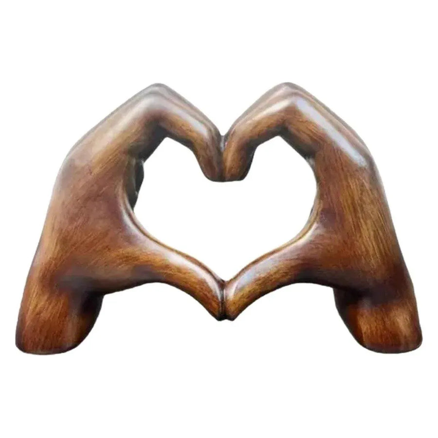 1-Piece Brown Heart-Hand Decorative Figurine, 18.5 cm