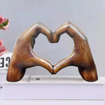 1-Piece Brown Heart-Hand Decorative Figurine, 18.5 cm