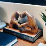 1-Piece Brown Heart-Hand Decorative Figurine, 18.5 cm