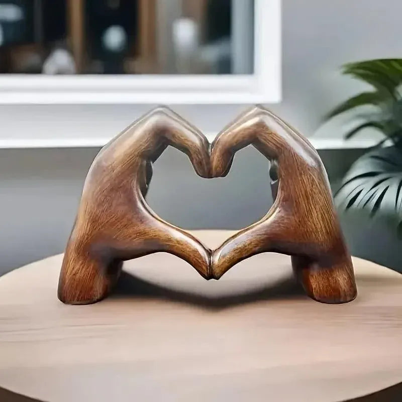 1-Piece Brown Heart-Hand Decorative Figurine, 18.5 cm
