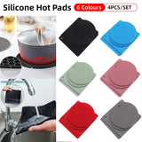 4pcs Silicone Honeycomb Heat Resistant Mats Table Cup Pot Coasters Home Kitchen - Green - Front View