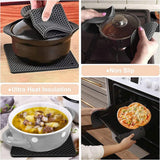 4pcs Silicone Honeycomb Heat Resistant Mats Table Cup Pot Coasters Home Kitchen - Green - 45-Degree Angle