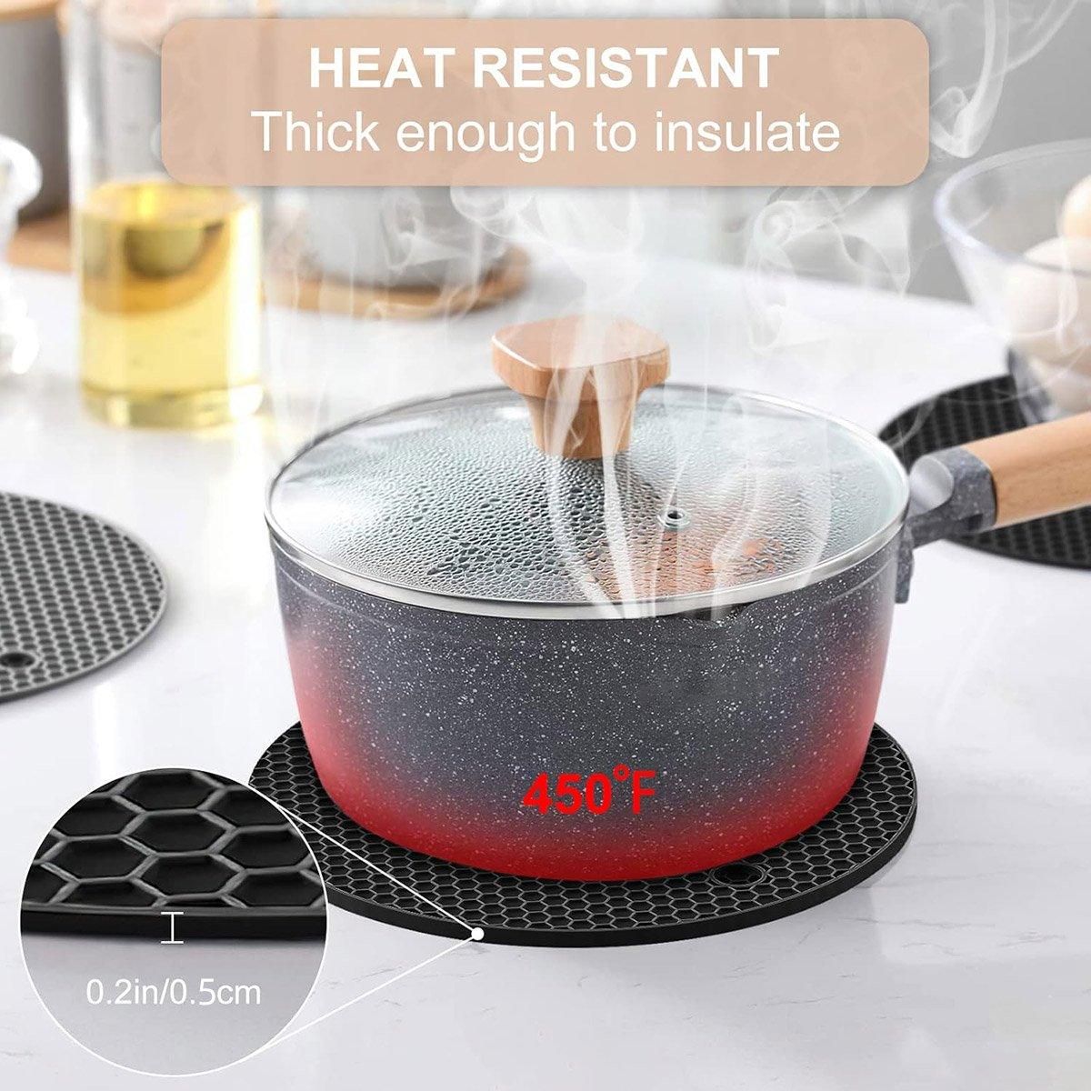 4pcs Silicone Honeycomb Heat Resistant Mats Table Cup Pot Coasters Home Kitchen - Green