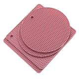 4pcs Silicone Honeycomb Heat Resistant Mats Table Cup Pot Coasters Home Kitchen - Red - Rear View
