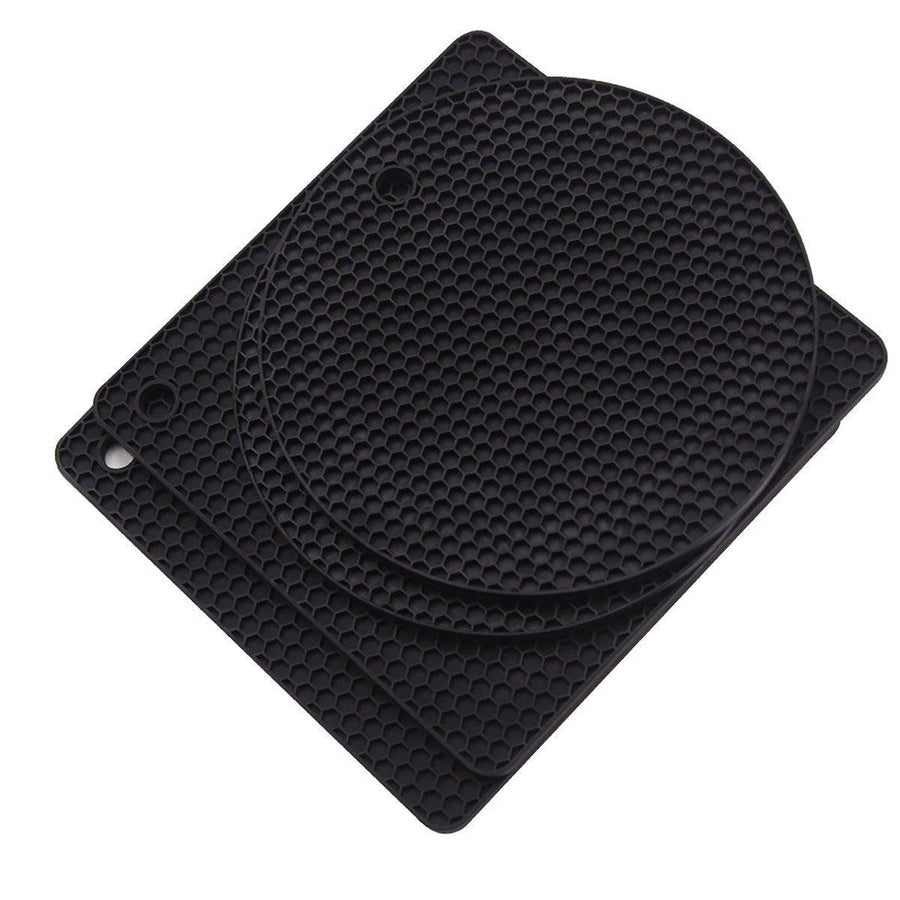 4pcs Silicone Honeycomb Heat Resistant Mats Table Cup Pot Coasters Home Kitchen - Red