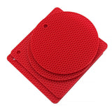 4pcs Silicone Honeycomb Heat Resistant Mats Table Cup Pot Coasters Home Kitchen - Red - Extra Image