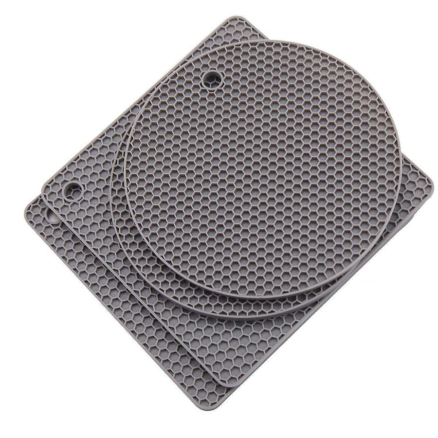 4pcs Silicone Honeycomb Heat Resistant Mats Table Cup Pot Coasters Home Kitchen - Red