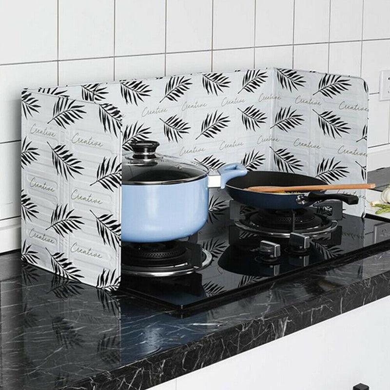 Kitchen Oil Splash Guard Wall Foil Protector Stove Cover Removable Baffle Screen - Leaf
