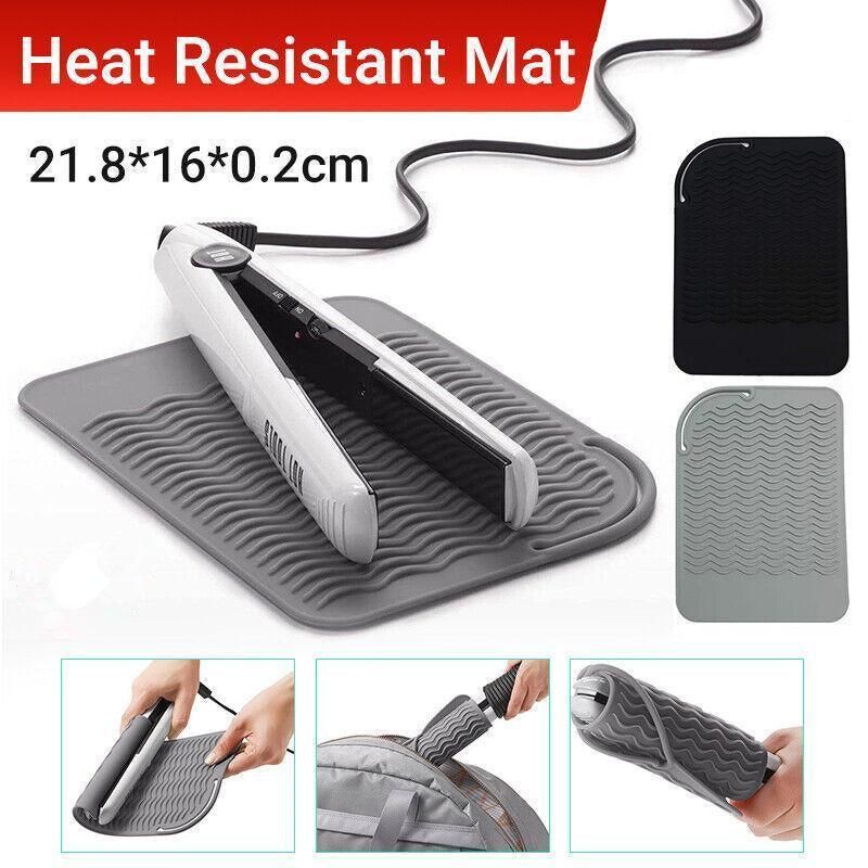 Hair Styling Tools Heat Resistant Mat for Curling Iron Flat Iron Straightener Pad - Black