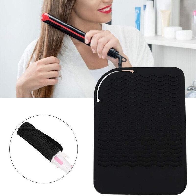 Hair Styling Tools Heat Resistant Mat for Curling Iron Flat Iron Straightener Pad - Black