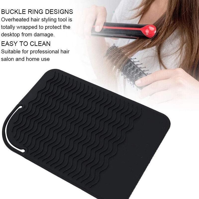 Hair Styling Tools Heat Resistant Mat for Curling Iron Flat Iron Straightener Pad - Black