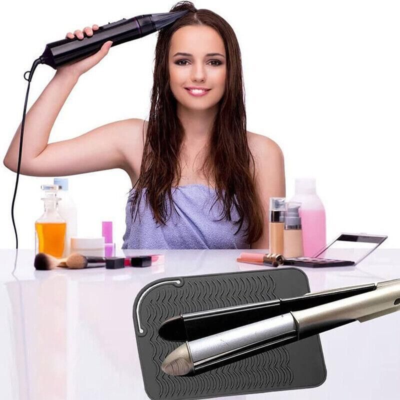 Hair Styling Tools Heat Resistant Mat for Curling Iron Flat Iron Straightener Pad - Grey