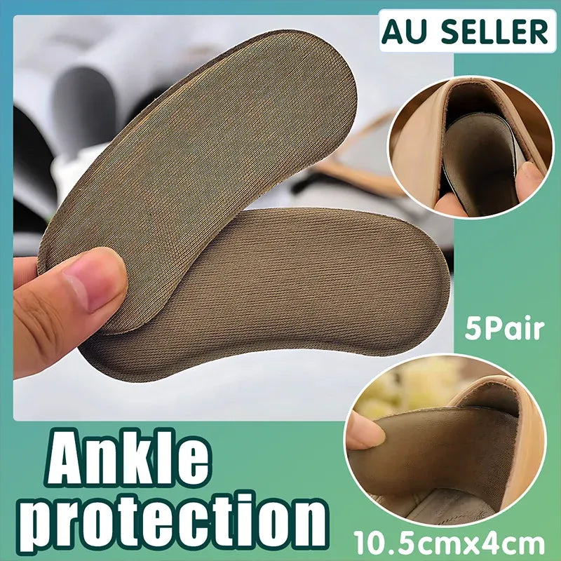 5 Pairs Sticky Fabric Shoe Pads Cushion Liner Grips Back Heel Inserts Insoles