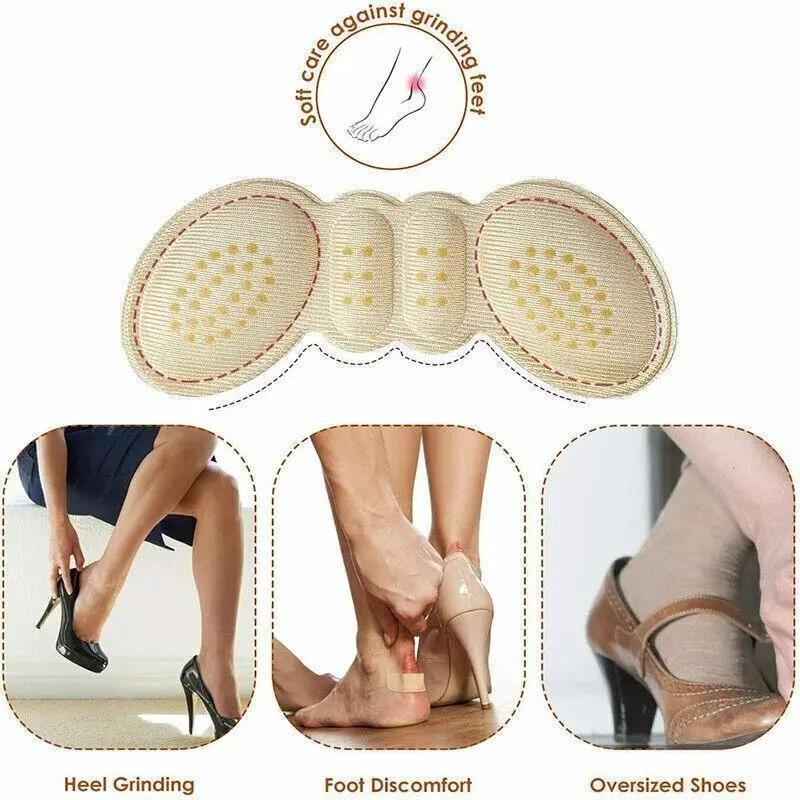 1Pair Thin Heel Insole Heel Protectors Heel Pads Shoe Liner Shoe Inserts Heel Grip - Black