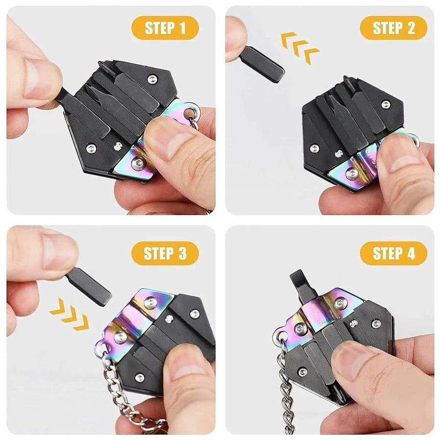 Multifunctional Hexagon Pocket Knife Outdoor Mini Tool Survival EDC Gear Kit - Black