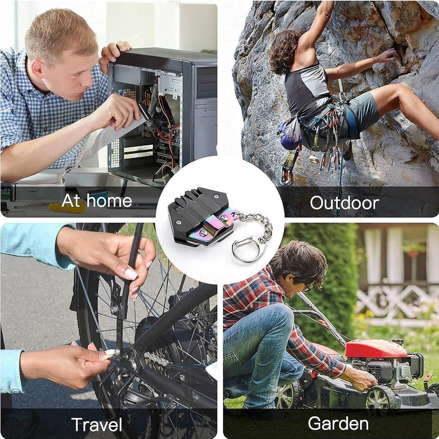 Multifunctional Hexagon Pocket Knife Outdoor Mini Tool Survival EDC Gear Kit - Black