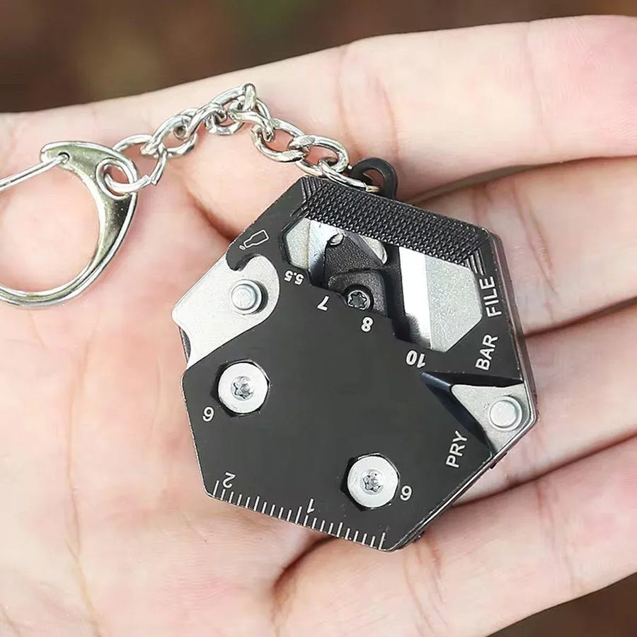 Multifunctional Hexagon Pocket Knife Outdoor Mini Tool Survival EDC Gear Kit - Black