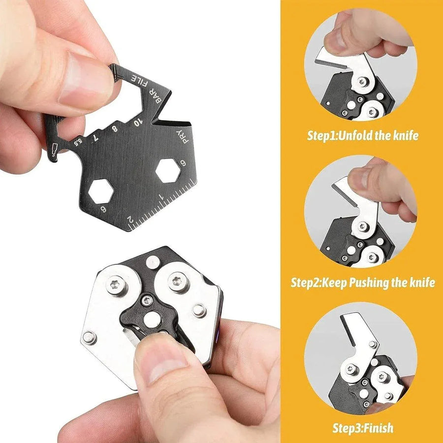Multifunctional Hexagon Pocket Knife Outdoor Mini Tool Survival EDC Gear Kit - Multicolor