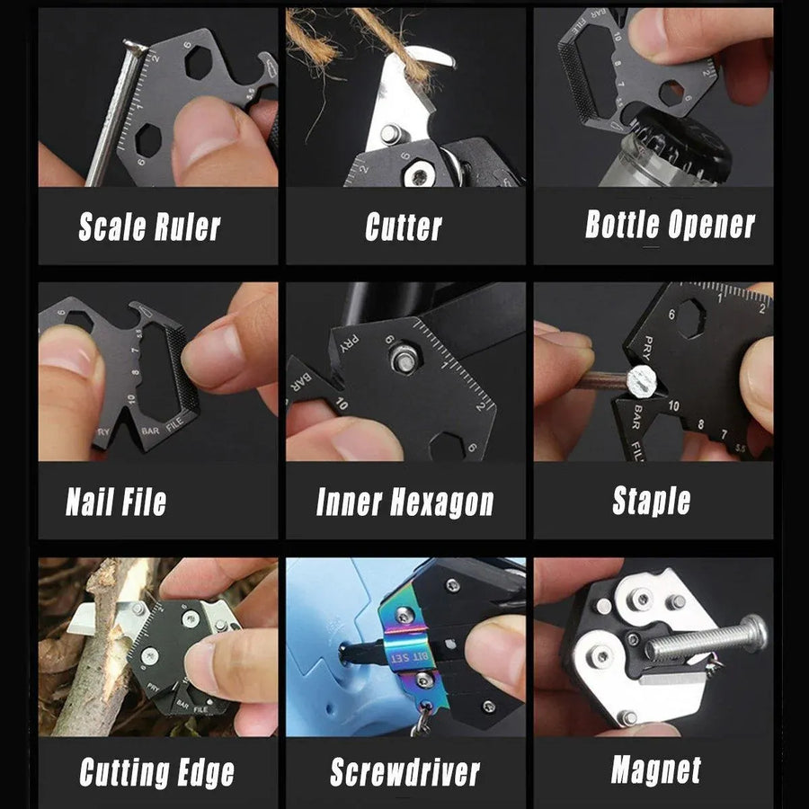 Multifunctional Hexagon Pocket Knife Outdoor Mini Tool Survival EDC Gear Kit - Gold