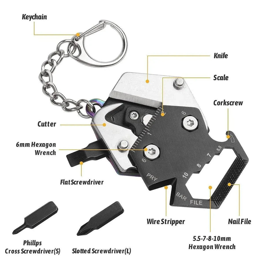 Multifunctional Hexagon Pocket Knife Outdoor Mini Tool Survival EDC Gear Kit - Gold