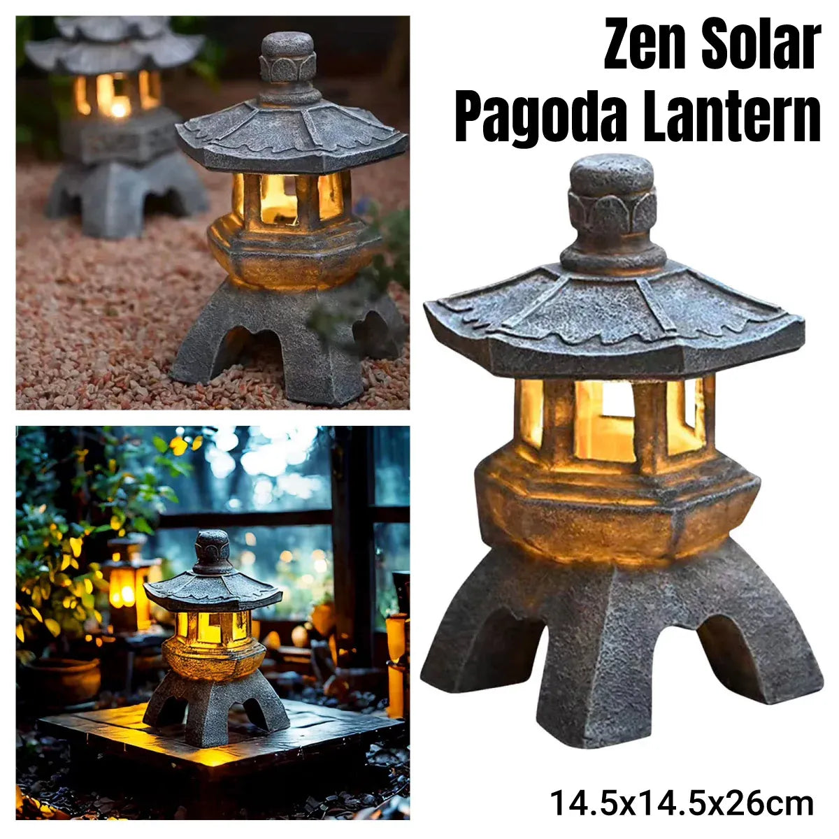 Zen Inspired Solar Pagoda Powered Outdoor Courtyard Decorative Lights Waterproof