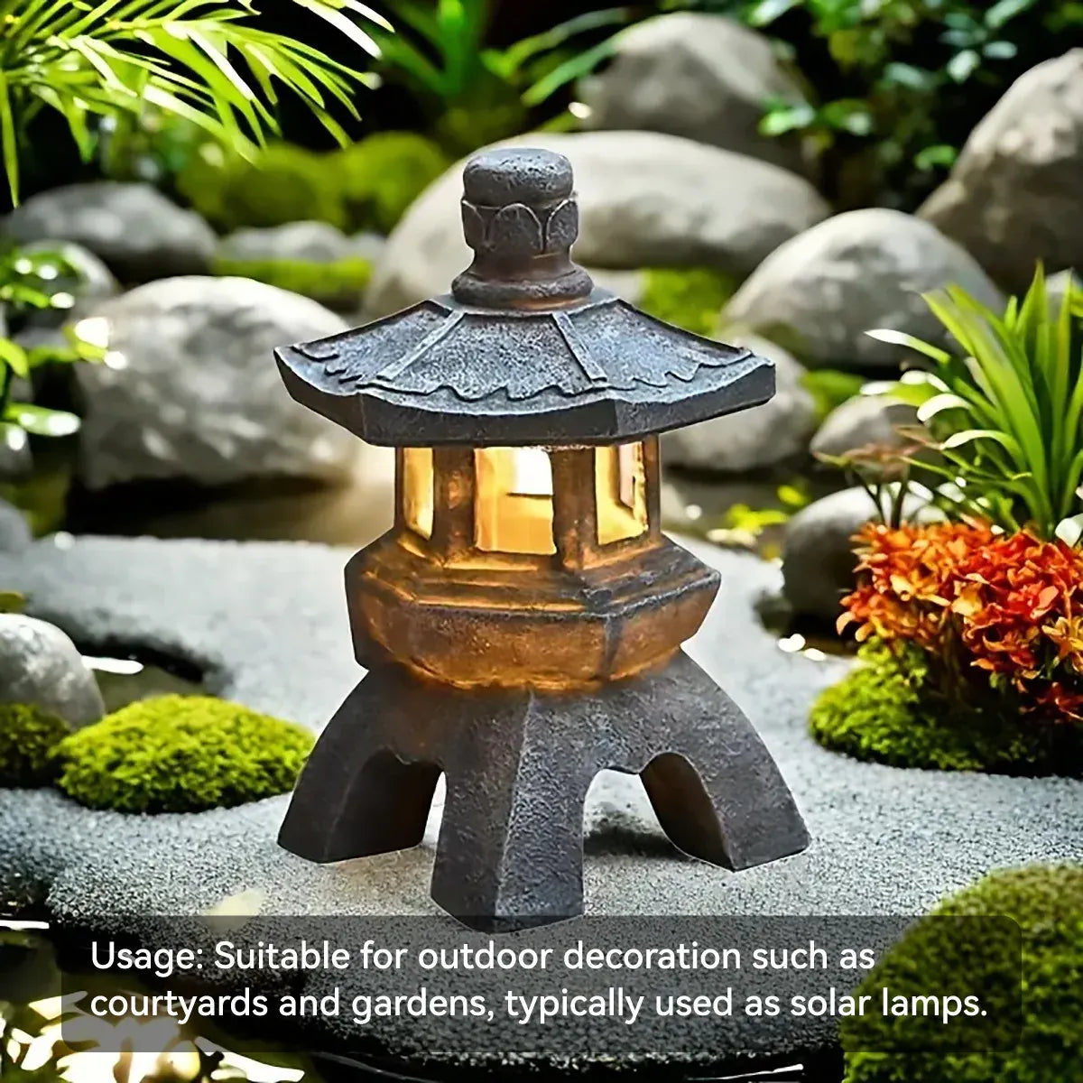 Zen Inspired Solar Pagoda Powered Outdoor Courtyard Decorative Lights Waterproof