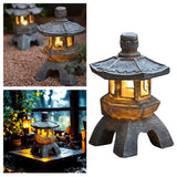 Zen Inspired Solar Pagoda Powered Outdoor Courtyard Decorative Lights Waterproof - 45-Degree Angle