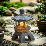 Zen Inspired Solar Pagoda Powered Outdoor Courtyard Decorative Lights Waterproof - Rear View