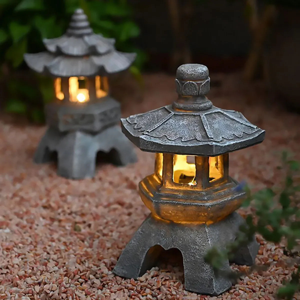 Zen Inspired Solar Pagoda Powered Outdoor Courtyard Decorative Lights Waterproof