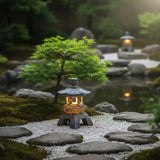 Zen Inspired Solar Pagoda Powered Outdoor Courtyard Decorative Lights Waterproof - Low Angle