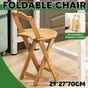 Foldable Bamboo Bar Stool with Backrest Space-Saving Lightweight Design