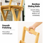 Foldable Bamboo Bar Stool with Backrest Space-Saving Lightweight Design