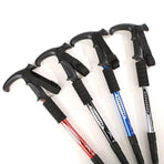 Folding Walking Stick Telescopic Adjustable Antishock Hiking Grip Pole Trekking - Red