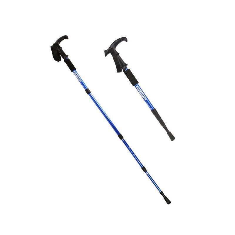 Folding Walking Stick Telescopic Adjustable Antishock Hiking Grip Pole Trekking - Red