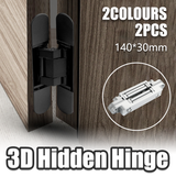 Hidden Invisible Door Hinge Concealed 3D Hinge Heavy Duty for Doors and Cabinets - Black
