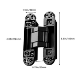 Hidden Invisible Door Hinge Concealed 3D Hinge Heavy Duty for Doors and Cabinets - Black - Side View