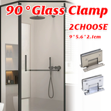H Shaped 90 Degree Glass Clamp Double Opening Bevel Edge Bathroom Shower Clip - Chrome